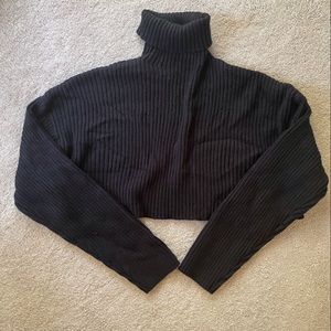 Grey Bandit Black Cropped Turtleneck Sweater Size Small